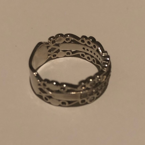 925 Silver Round Cut White Sapphire Ring Size 6 - Picture 3 of 8